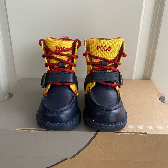 Polo Ralph Lauren Yellow/ Navy Toddler Boots- SZ 6 C - Picture 6 of 11
